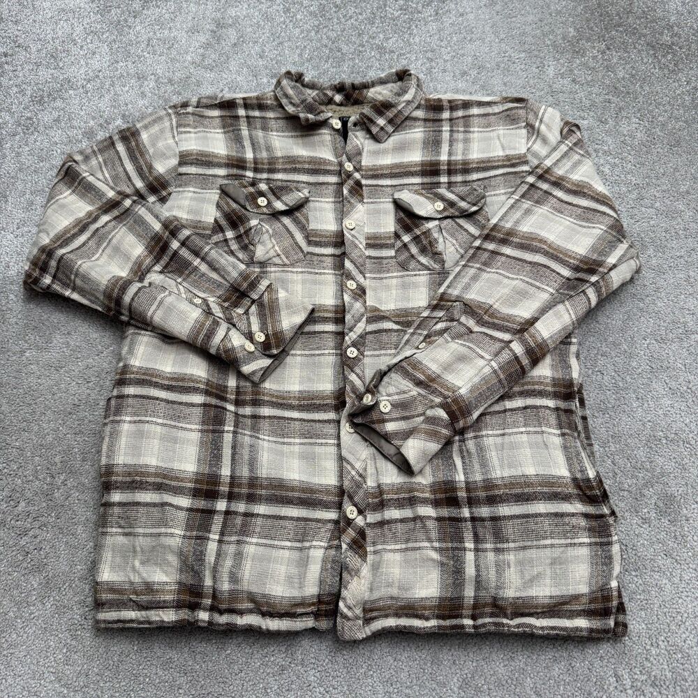 O'Neill Sherpa Lined Plaid Flannel Shacket Mens XL Button Front Pockets Outdoor